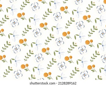 Floral flower pattern background illustration orange