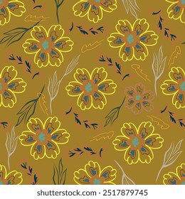 Diseño de ilustración de patrón de flores florales y patrón de textura y estructura y fondo