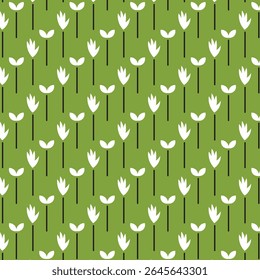 Floral Flower Pattern Seamless Monotone minimalist Fabric ornamental botanical leaves