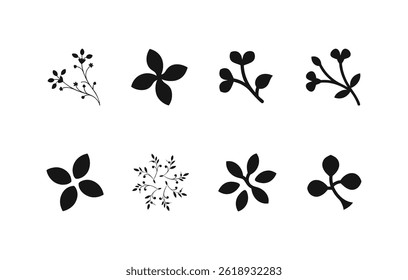 Floral flower pattern set icon silhouette
