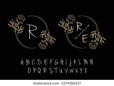 Floral flower rose frame border logo design template