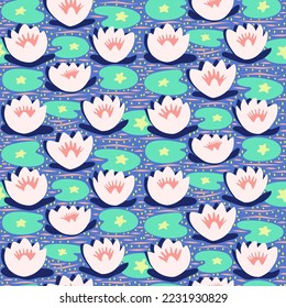 floral flower seamless vector pattern in graphic style and bright colors for stationary, fabric, home decor and more