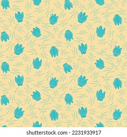 floral flower seamless vector pattern in graphic style and bright colors for stationary, fabric, home decor and more