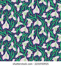 floral flower seamless vector pattern in graphic style and bright colors for stationary, fabric, home decor and more