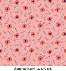 floral flower seamless vector pattern in graphic style and bright colors for stationary, fabric, home decor and more