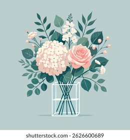 Floral Flower Vase Print Design in Vector
