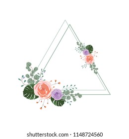 Floral Flower Wreath Frame Flat Design Illustration
