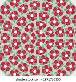 floral flowers circle colorful seamless pattern