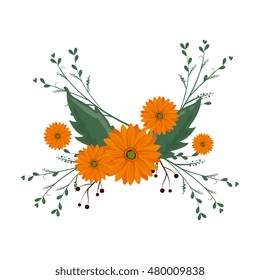 floral flowers with green leaves