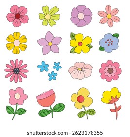 Floral Flowers. Leaves, Buds Clipart. Flower Graphics. This clipart set features illustrations of floral items, including flowers, leaves and buds.