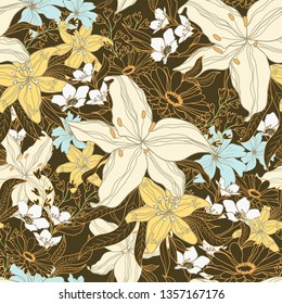 Floral Flowers pattern Seamless vector EPS10