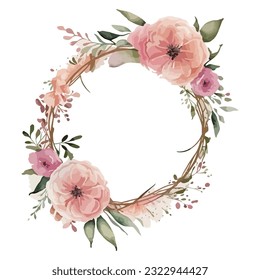 Floral flowers Wreath Watercolor  Clipart