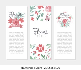 Floral Flyer of Leaflet for Flower Shop Design Vector Vertical Template