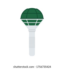 Floral foam in the shape of a microphone. With a green floral sponge inside. Florist equipment. A tool for creating a bride's wedding bouquet. Vector stock flat illustration isolated on a white