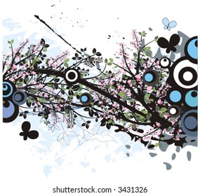 Floral foliage vector background with butterflies. Check my portfolio for many more of this series as well as thousands of similar and other great vector items.