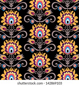 Fondo negro de folk floral