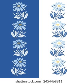 Floral folk pattern art scheme for cross-stitch and knitting. Element embroidery. Vector illustration.