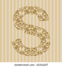 Floral font. Ornament letter on decoration background (see other in my portfolio).