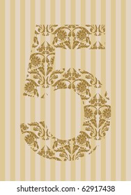 Floral font. Ornament number on decoration background (see other in my portfolio).