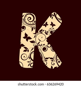 floral font typeface alphabet k