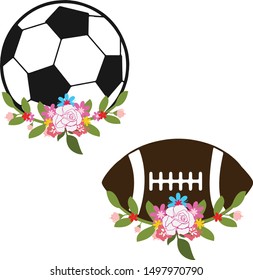 Floral Football vector graphics and floral soccer ball vector