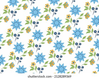 Floral fower pattern blue background