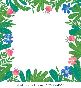 Floral frame, abstract spring and summer floral background with copy space for text.