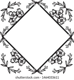 Floral frame arrangement isolated on backdrop, banner and poster. Vector