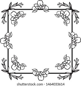 Floral frame arrangement isolated on backdrop, banner and poster. Vector