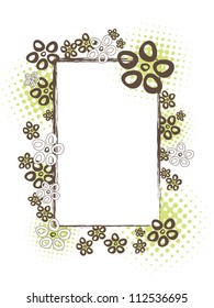 Floral frame Artificial floral frame designed in brown and green colors on the white background