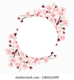 floral frame background with cherry blossoms