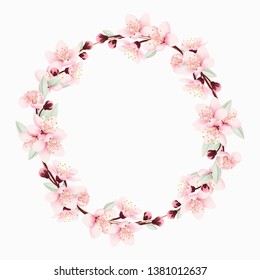 floral frame background with cherry blossoms