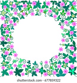 Floral Frame, background for greeting card, wedding invitation or children's books with floral elements