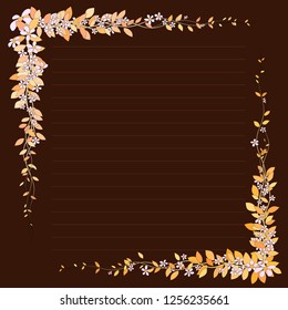 Floral frame background hand drawn, vector illustration.