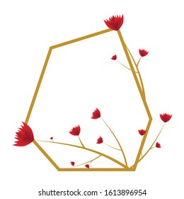 Floral frame background. Red flowers. Ottoman texture. 