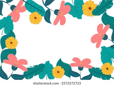 Floral Frame Background for Spring and Summer with cute flora ornament
