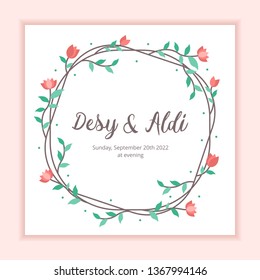 Floral Frame Background Wedding Template For Invitation