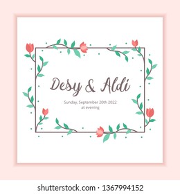Floral Frame Background Wedding Template For Invitation