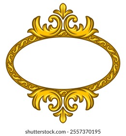 Floral frame in baroque style. Decorative curling plant.