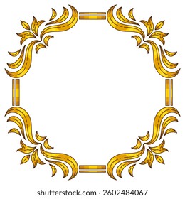 Floral frame in baroque style. Decorative curling plant.