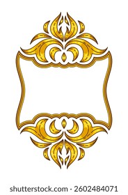 Floral frame in baroque style. Decorative curling plant.