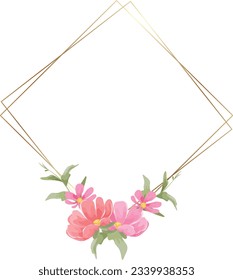 floral frame with beautiful pink flower bouquet decoration