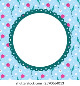 Floral frame beautiful with place for your text. Vector abstract frame, notepad and memo pad seamless pattern background graphic design