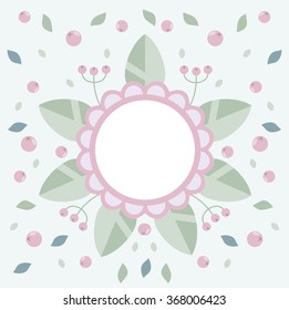 Floral frame with berries . Perfect for wedding invitations and birthday cards