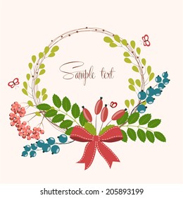 Floral frame with black currant (vector background)