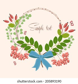 Floral frame with black rowan (vector background)