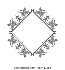 floral frame border decorative design element and fancy ornament