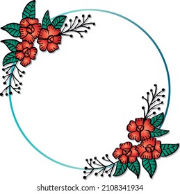 Floral frame border doodle circle frame
