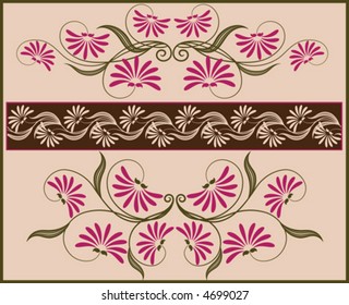 Floral frame and border. Vector illustration.