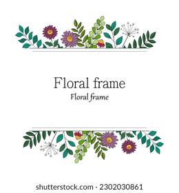 Marco floral y borde con flores silvestres